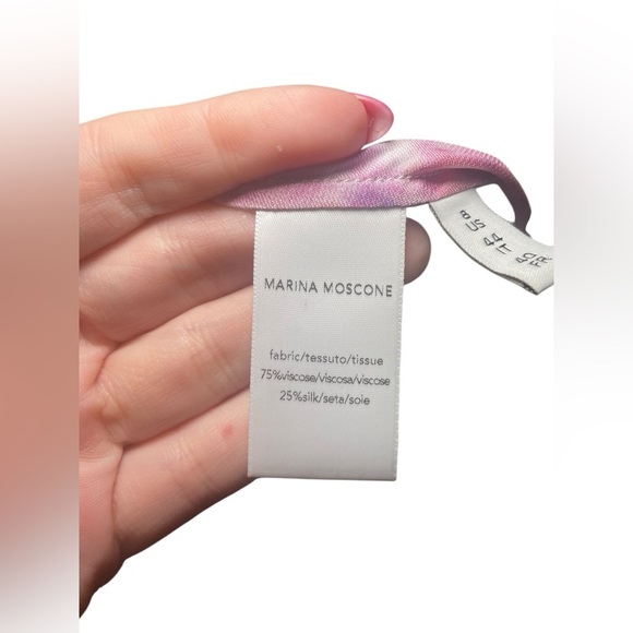 Marina Moscone Silk Blend Open Back Mini Dress Pink Floral NWT - Picture 5 of 6